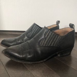 Frye ankle booties black / gray leather 9.5 shoes